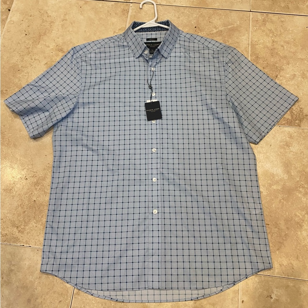 Pronto Uomo Light Blue Grid Pattern Shirt